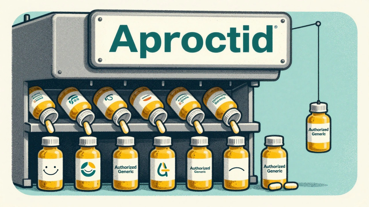 Brand-name company launching an authorized generic alongside the first generic, competing for market share.