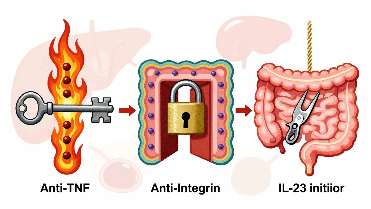 Three distinct medicine styles protecting intestinal health abstractly